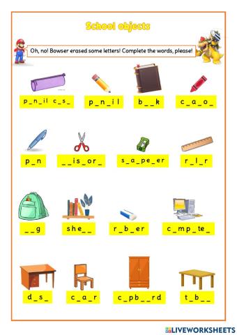 School objects (Unit 2)