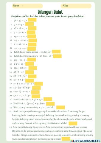 Operasi bilangan bulat