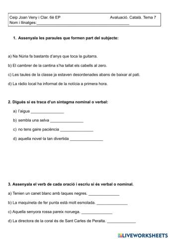 Control Tema 7 de català