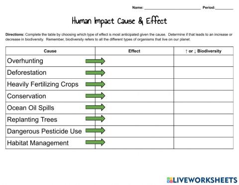 Human Impact Cause and Effect