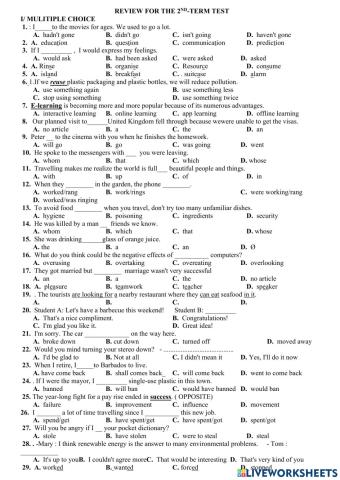 Review for the 2nd- term test GRADE 10