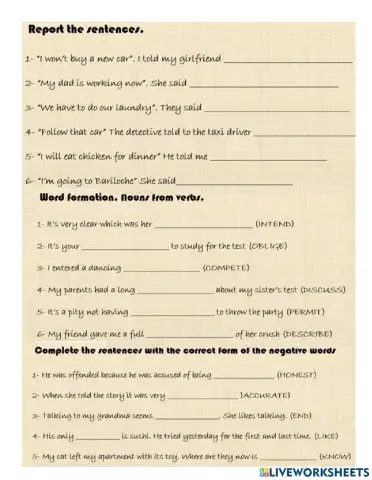 WORD FORMATION AND REPORTED SPEECH