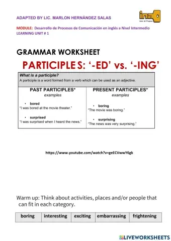 Participial adjectives