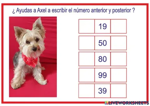 Aprende el número anterior y el número posterior con axel