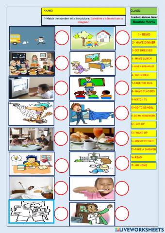 Routine Verbs and listening exercise