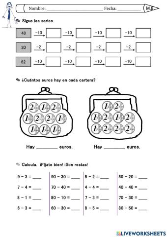 Series descendentes y restas