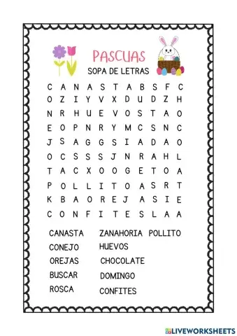 Sopa de letras pascuas