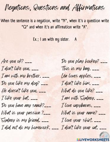 Affirmations, Negation or Question