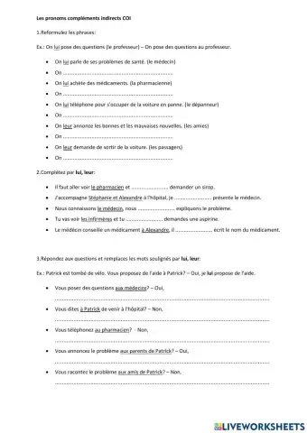 Pronoms compléments indirects COI