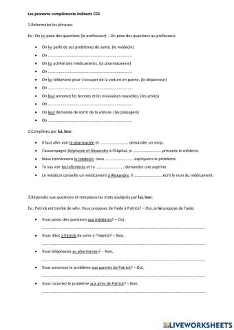 Pronoms compléments indirects COI