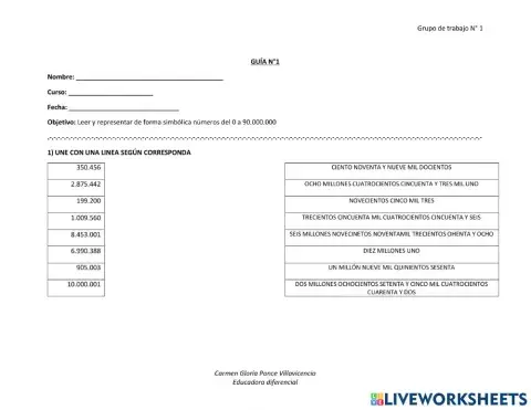 Lectura y escritura de números