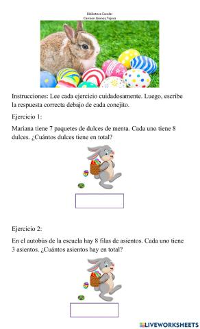 Problemas verbales de multiplicación