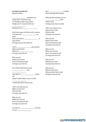 As long as you love me