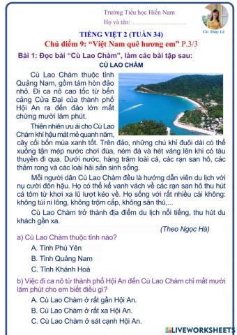 Tiếng Việt 2 (Tuần 34)