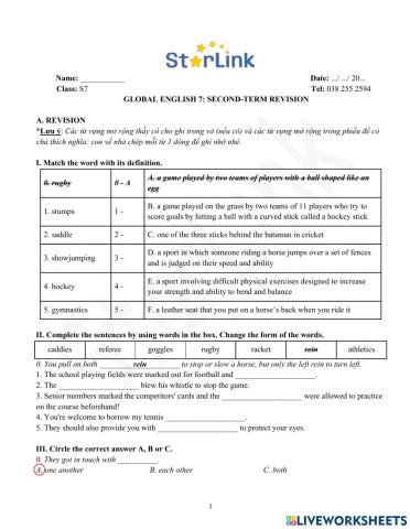 Foreign Teacher-S7-Week 35-Second-term Revision
