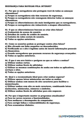 Segurança navegação internet