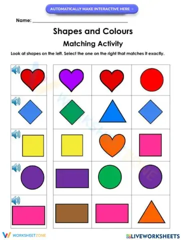 Shapes and Colour Matching