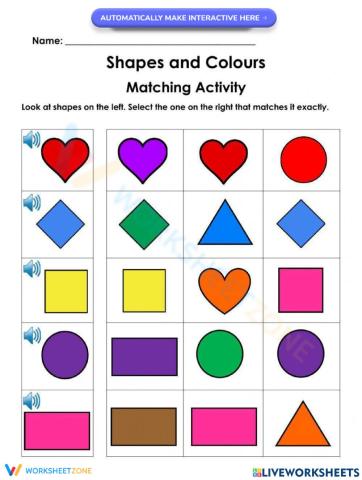 Shapes and Colour Matching