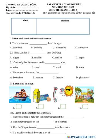 Grade 5 term 2 test 3