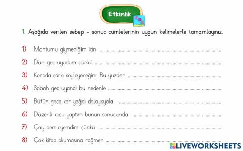 Sebep-Sonuç Cümleleri