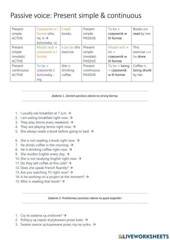 Passive Voice (present simple, present continuous)
