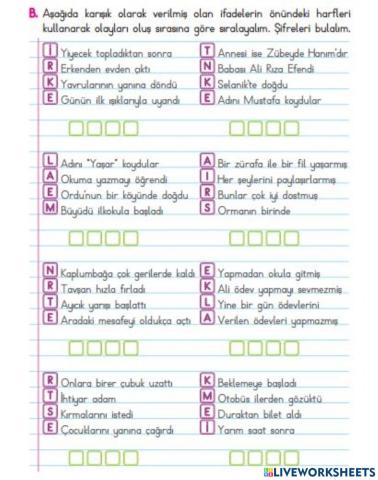 Olayları Oluş Sırasına Göre Sıralayalım