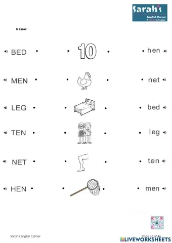 Phonics - Short vowel e