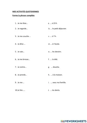 Mes activités quotidiennes