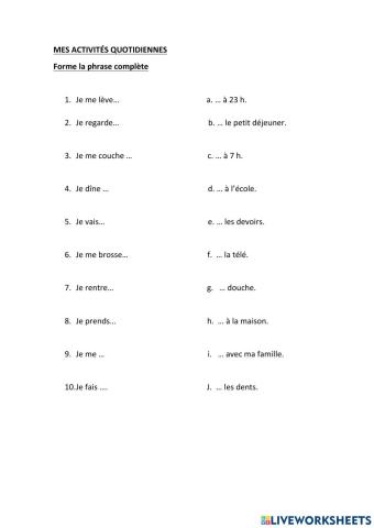 Mes activités quotidiennes