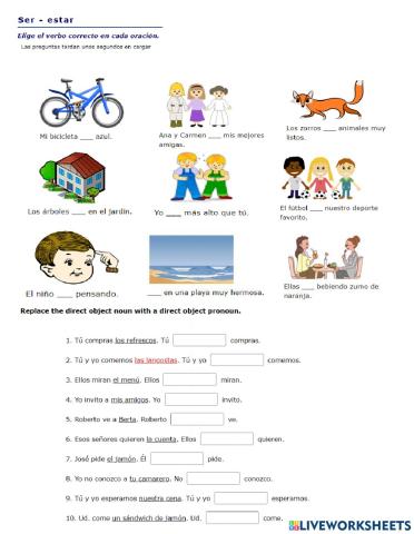 Ser vs estar and direct object