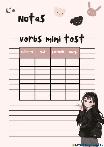 Irregular verbs mini test
