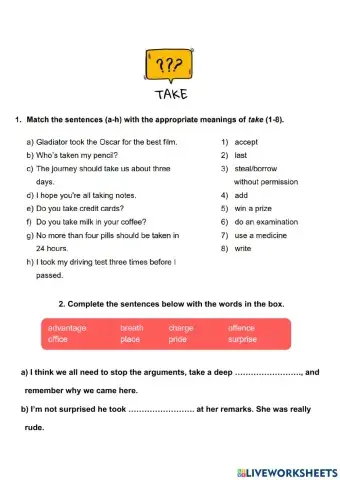 Take - common phrases in English