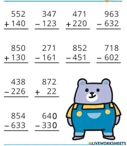 Sumas y restas sin dificultad