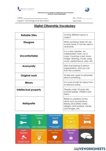 Vocabulary digital citizenship