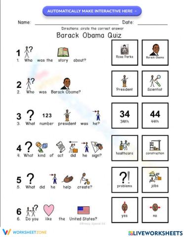 Barack Obama-Reading Comprehension
