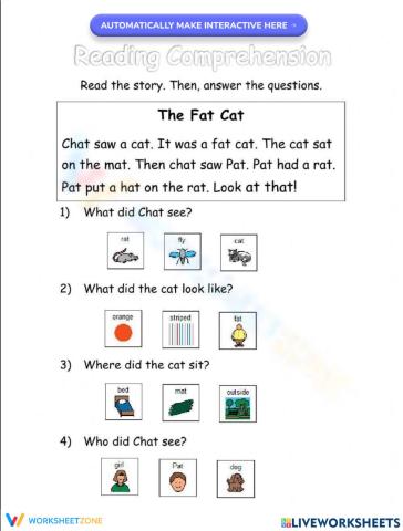 The Fat Cat- Reading Comprehension