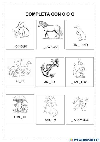 Completa con C oppure G