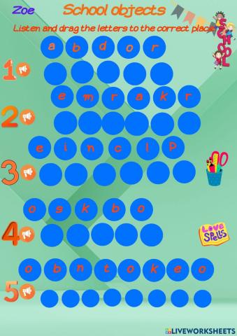 School items for young learners