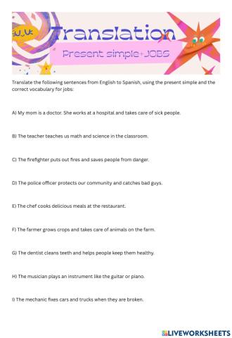 TRANSLATION Present Simple and JOBS