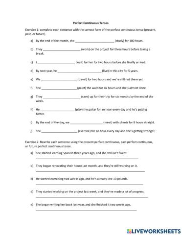 Perfect Continuous Tenses
