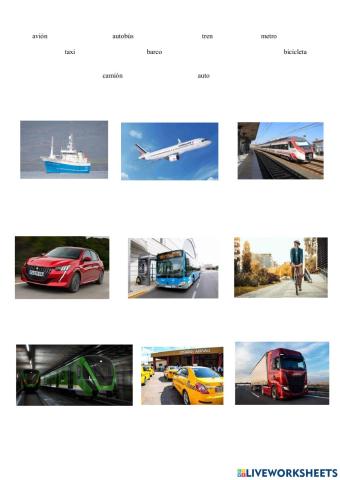 Vocabulario de medios de transporte