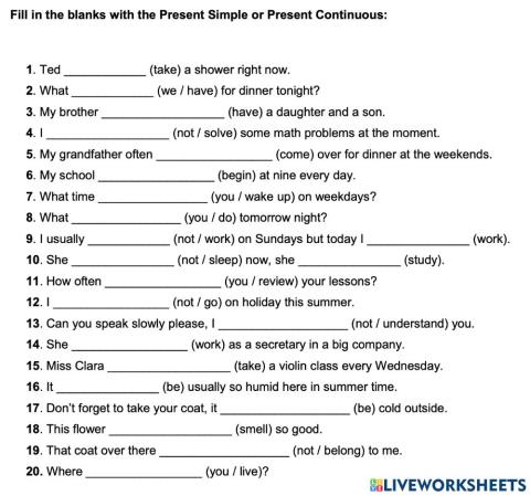 Present Simple&Present Continuous