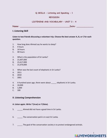 Book - 1 ls unit 3 & 4 vocab