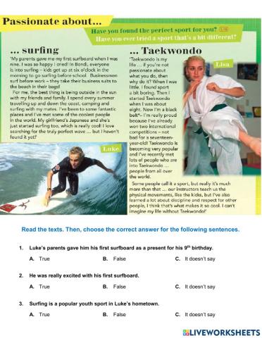 Sports - Surfing and taekwondo