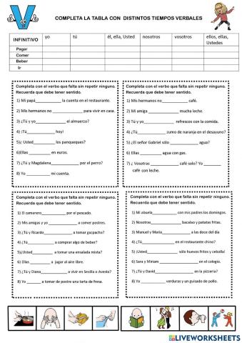 Completa con formas verbales