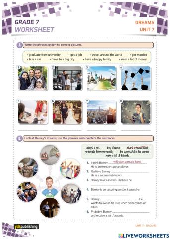 Dreams- worksheet unit 7