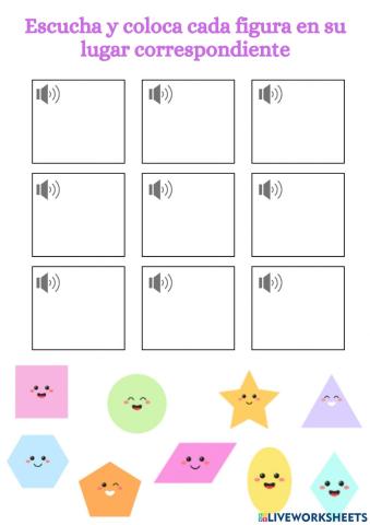 Escucha y coloca las figuras geométricas
