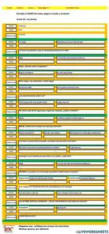Chino mandarin primaria (YUWEN),  TEMA 彩虹 T11  -audios