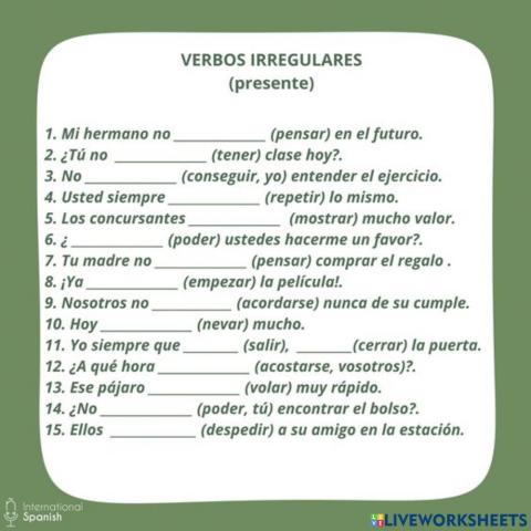 Presente de indicativo irregular