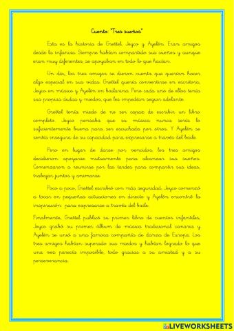 Cuento: TRES SUEÑOS